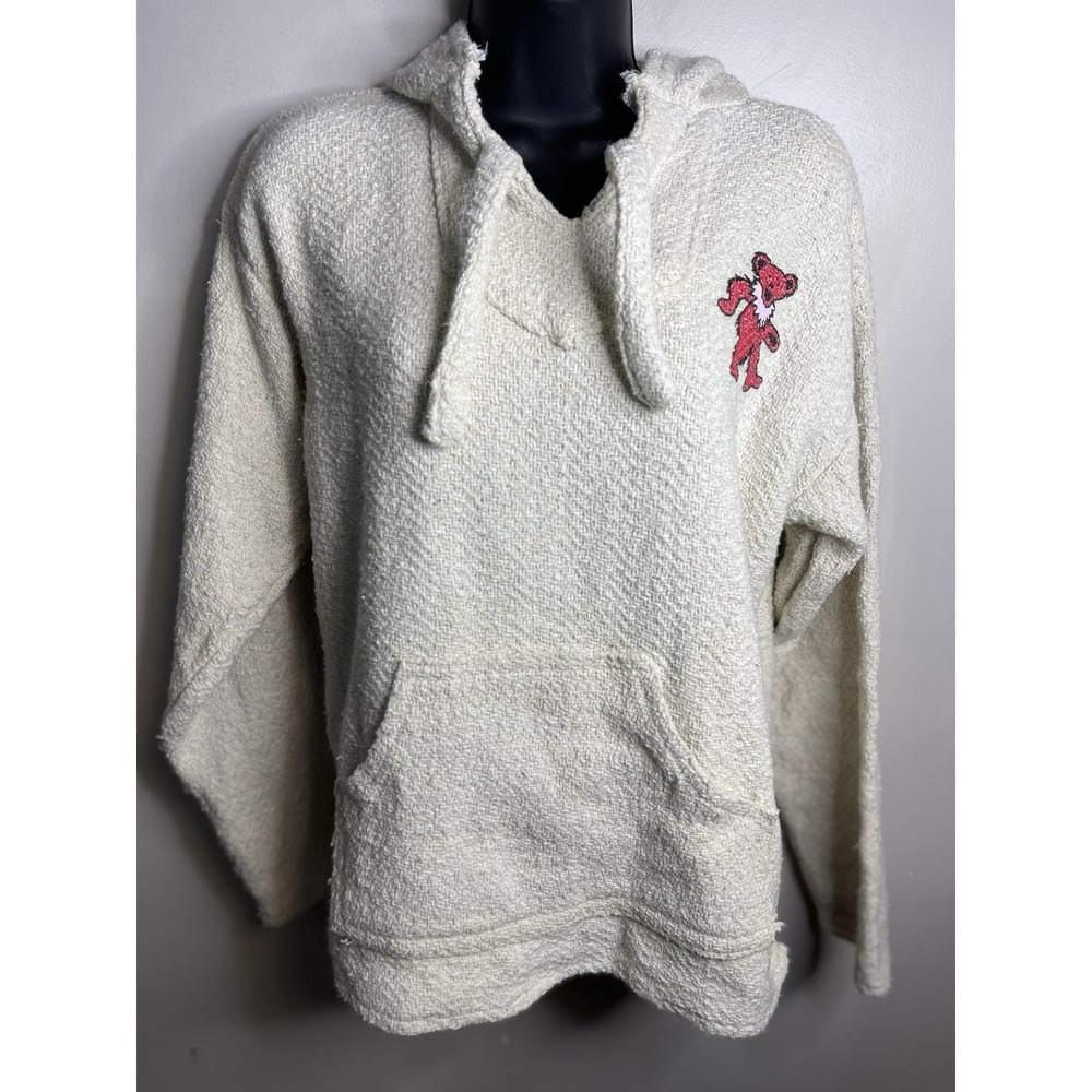 Grateful Dead Swirling Bears Hoodie Men's Beige Kangaroo Pocket Earth Ragz